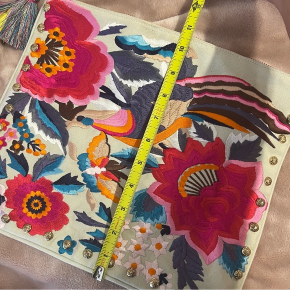 Steve Madden Breza Colorful Embroidered Large Clutch Crossbody, Natural/Multi - Picture 8 of 10